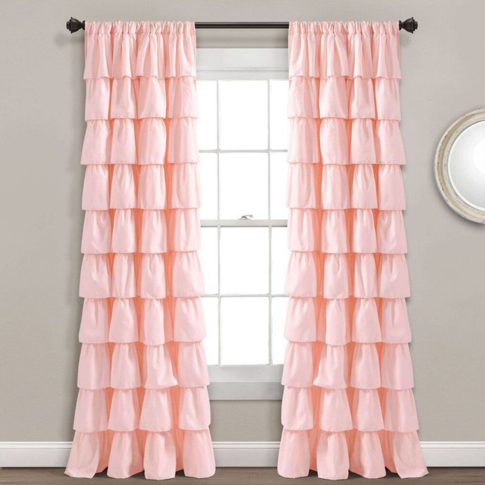 Lush Décor 84"x50" Ruffle Light Filtering Curtain Panel - Blush